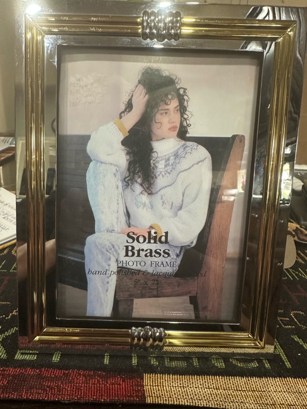 Solid Brass Mixed Metal 5x7 Photo Frame - Gold/Silver